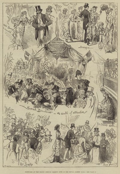 Esquisses à la Grande Fête de Charité Française au Royal Albert Hall - Harry Furniss